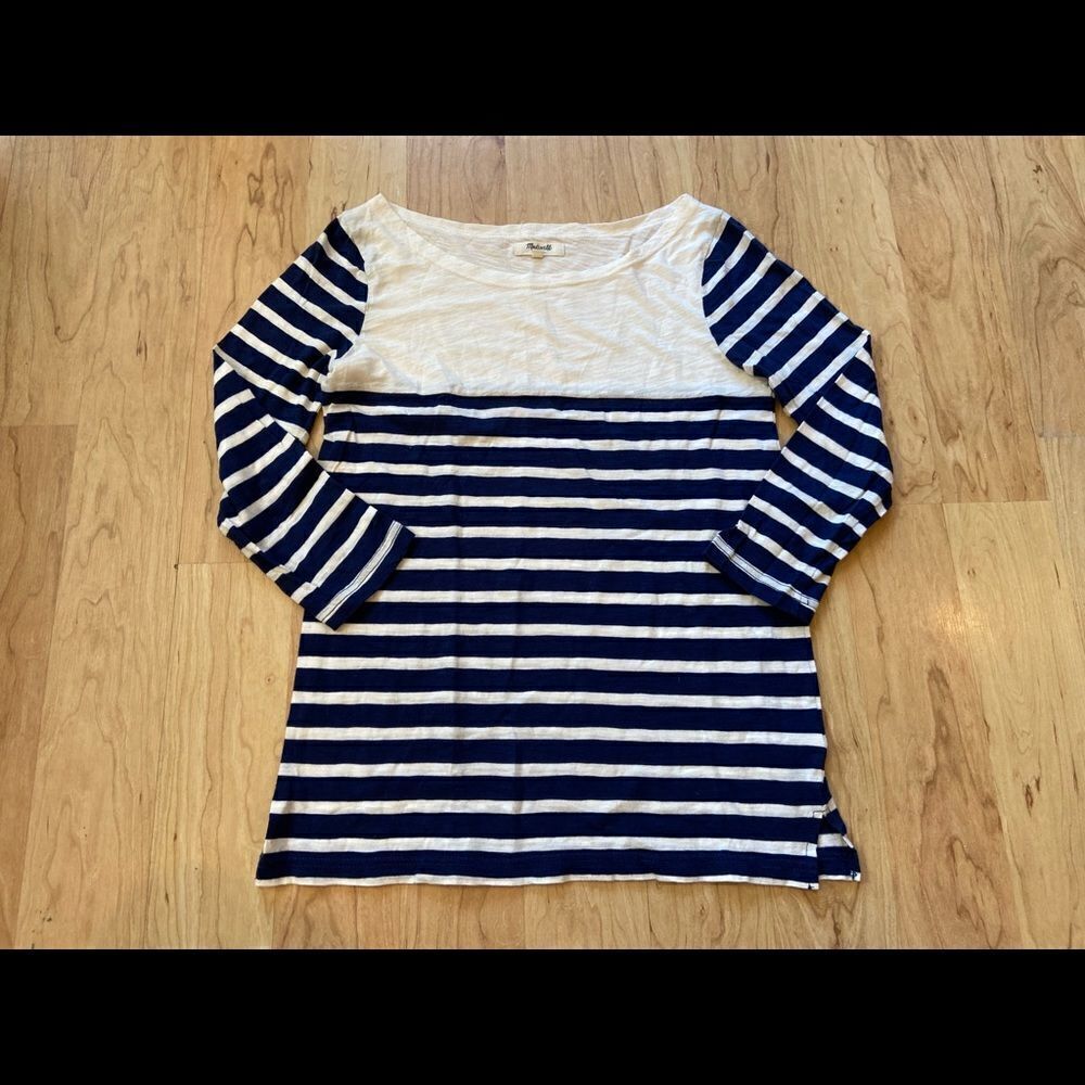 Madewell navy and white horizontal stripe shirt
